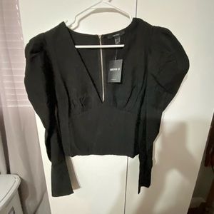 Forever 21 puffy long sleeve top black